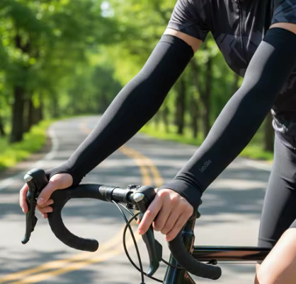 1 par de mangas de hielo para protección solar, mangas para brazos con bloqueo UV, cubiertas transpirables para brazos para ciclismo y deportes, SPF50+, para actividades al aire li