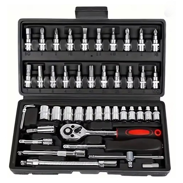 46 unids/set llave de tubo Kit de herramientas de reparación Diy destornillador de trinquete para Hardware de reparación de automóviles y hogares