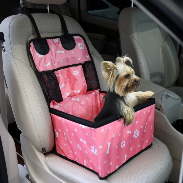 Asiento de coche para perros con bolsillos de almacenamiento, funda Universal para asiento de mascotas para perros pequeños y medianos,