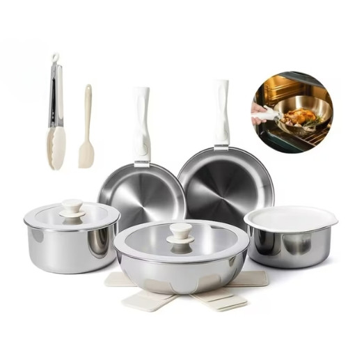 Batería De Cocina 17 pz Mango Desmontable de acero inoxidable