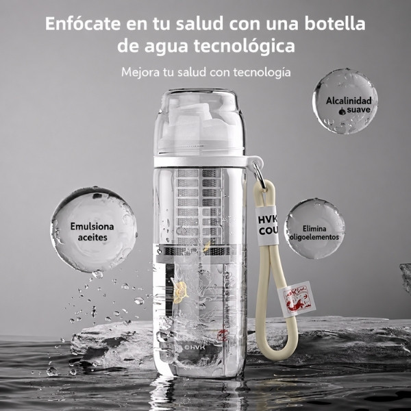 Botella de Agua Funcional Ligeramente Alcalina, Vaso Deportivo Portátil con Pajita, Vaso de Agua Mineral Natural ALPS, Sellado y a Prueba de Fugas