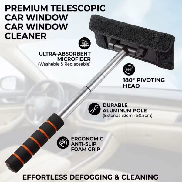 Cepillo Desempañador para Parabrisas Delantero de Coche, Telescópico, con Mango Largo, Cepillo de Limpieza para Vidrios de Coche y Hogar,