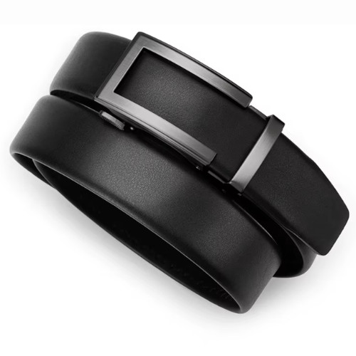 Cinturón OYIFAN, de cuero genuino a la moda para hombre, hebilla automática, cinturón de trinquete ajustable, cinturón formal