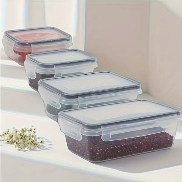 Contenedores de alimentos herméticos sin BPA, 4 PZ CON TAPA, con tapas de bloqueo, almacenamiento de plástico PP seguro para microondas/congelador para productos