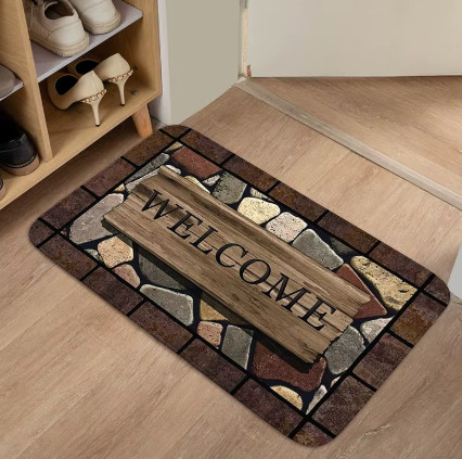 Felpudo con estampado Floral y letras para puerta, alfombra para baño, cocina, jardín, antideslizante, pequeña, para el hogar, cocina, bienvenida, 1 ud