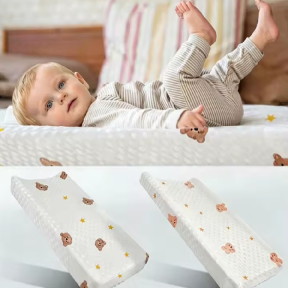 1 almohadilla para cambiar pañales de bebé, material ultra suave 3D, estampado de animales lindos, lavable y duradero, adecuado para recién nacidos, cunas, cochecitos