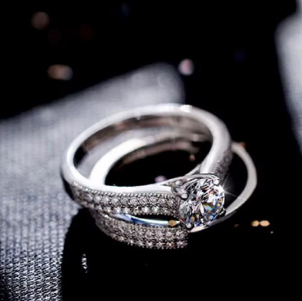 1 par de anillos de boda de Plata de Ley 925 Halo Vintage para mujer, joyería de regalo de aniversario, venta al por mayor