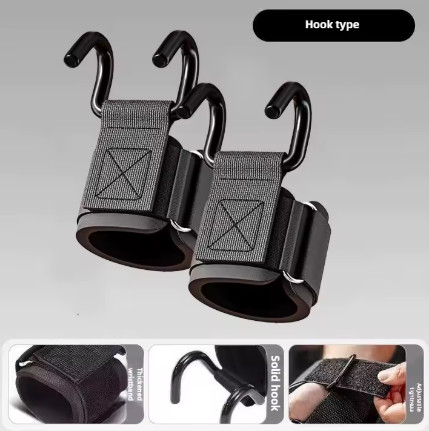 1 par de empuñaduras de gancho para levantamiento de pesas con muñequeras, barra de mano, correa para muñeca, gancho para gimnasio, Fitness, correa de peso, dominadas