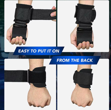1 par de empuñaduras de gancho para levantamiento de pesas con muñequeras, barra de mano, correa para muñeca, gancho para gimnasio, Fitness, correa de peso, dominadas, guantes de l