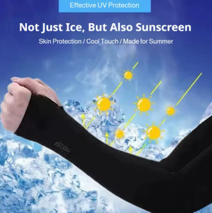 1 par de mangas de hielo para protección solar, mangas para brazos con bloqueo UV, cubiertas transpirables para brazos para ciclismo y deportes, SPF50+, para actividades al aire li