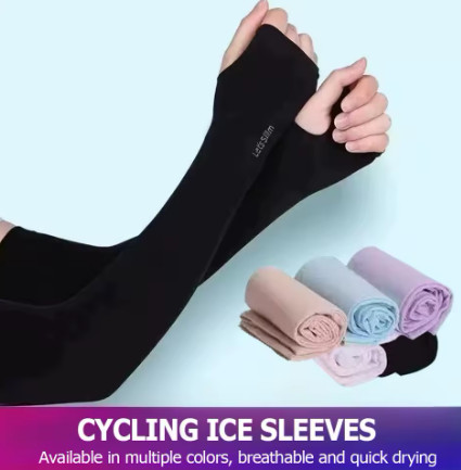 1 par de mangas de hielo para protección solar, mangas para brazos con bloqueo UV, cubiertas transpirables para brazos para ciclismo y deportes, SPF50+, para actividades al aire li