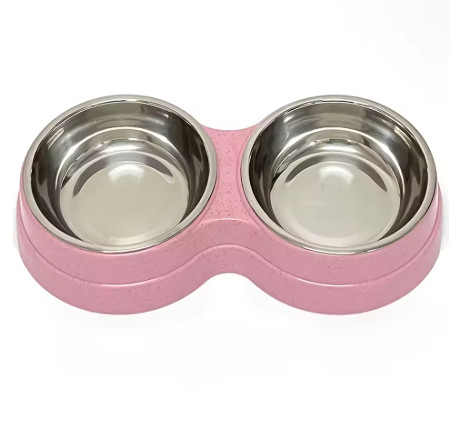 1 tazón doble de acero inoxidable para perros y gatos, base antideslizante, perfecto para alimentos y agua, fácil de limpiar