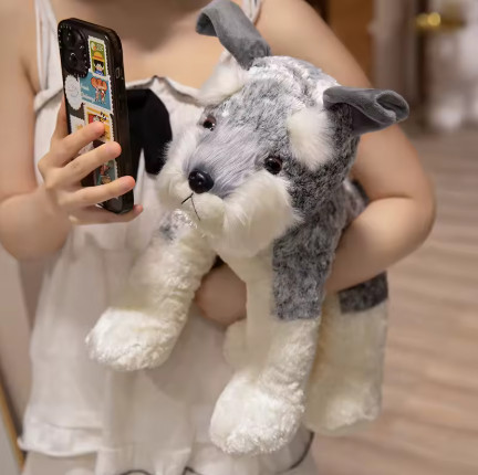 Encantador peluche Schnauzer juguetes de peluche muñecos de animales suaves Kawaii Schnauzer perro bonitos regalos de cumpleaños y Navidad