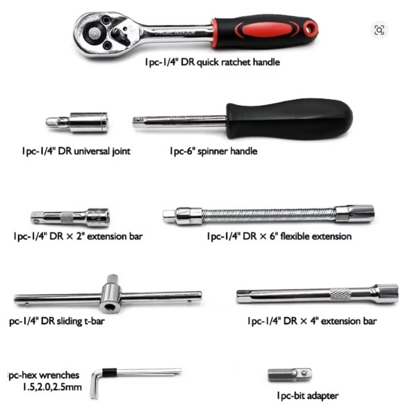 46 unids/set llave de tubo Kit de herramientas de reparación Diy destornillador de trinquete para Hardware de reparación de automóviles y hogares
