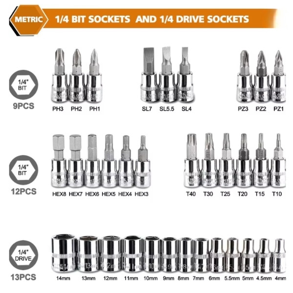46 unids/set llave de tubo Kit de herramientas de reparación Diy destornillador de trinquete para Hardware de reparación de automóviles y hogares