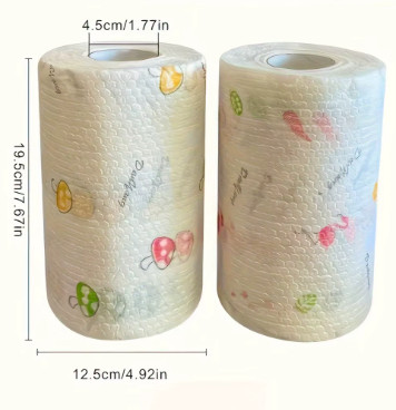 50 uds/rollo de paños de cocina absorbentes, papel de cocina grueso, uso seco y húmedo, patrón aleatorio no graso para limpieza de fregaderos, lavavajillas
