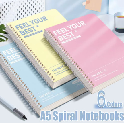 60 hojas/libro A5 cuadernos en espiral páginas perforadas Bloc de notas de Color páginas interiores de línea Horizontal libro de cuentas de mano escuela Oficina