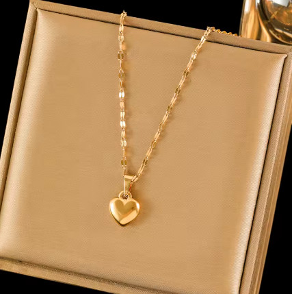 Acero inoxidable corazón amor collar pulseras pendientes conjunto para mujeres nueva moda 18K chapado en oro joyería impermeable