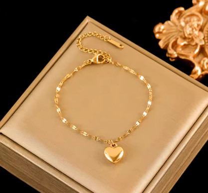 Acero inoxidable corazón amor collar pulseras pendientes conjunto para mujeres nueva moda 18K chapado en oro joyería impermeable