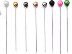 Alfileres de cabeza de bola de Color, alfileres de costura de cabeza grande de perlas de acero inoxidable para suministros de posicionamiento de ropa, herramientas de sumi