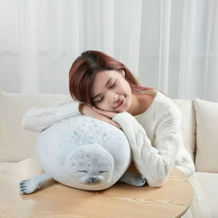 Almohada con sello Angry Blob, novedad en 3D, muñeco de León marino, juguete de peluche, almohada para dormir para bebé, regalos para niños y niñas