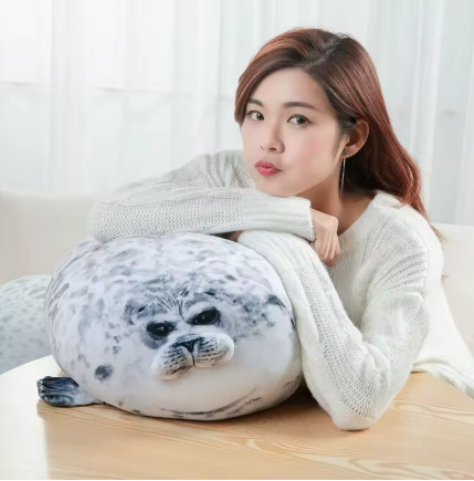 Almohada con sello Angry Blob, novedad en 3D, muñeco de León marino, juguete de peluche, almohada para dormir para bebé, regalos para niños y niñas