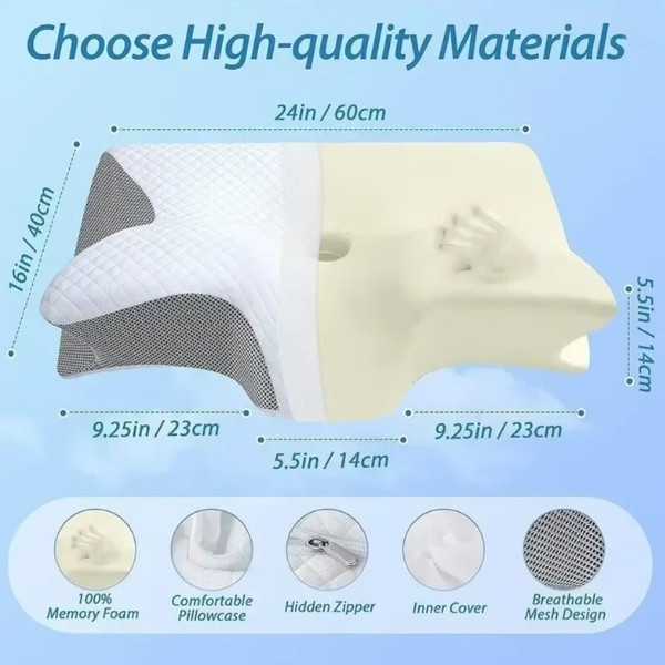 Almohada de rebote lento con forma de mariposa, almohada Cervical de espuma viscoelástica, almohada ortopédica de contorno ergonómico, almohadas de soporte para el dolor de cuello
