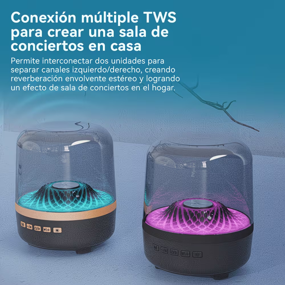 Altavoces Bluetooth con Sonido Potente - Efectos LED Multicolor de Respiración, Sonido Envuelto 360°, Graves 9D Profundos y Vibrantes