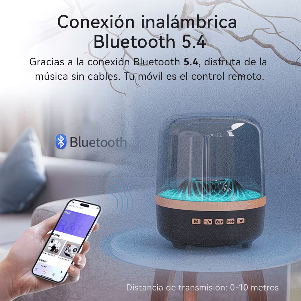 Altavoces Bluetooth con Sonido Potente - Efectos LED Multicolor de Respiración, Sonido Envuelto 360°, Graves 9D Profundos y Vibrantes