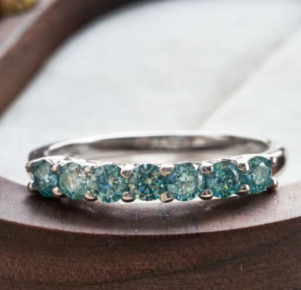 Anillo de moissanita redondo de 0,7 CT D Color VVS1 EX, anillo de eternidad de Plata de Ley 925, anillo de compromiso para mujer, banda de lujo para boda
