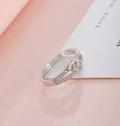 Anillo de Plata de Ley 925 de Color, regalos simples y dulces de estilo romántico para amantes, forma cruzada de amor para mujeres, joyería para ceremonia de compromiso