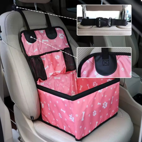 Asiento de coche para perros con bolsillos de almacenamiento, funda Universal para asiento de mascotas para perros pequeños y medianos,