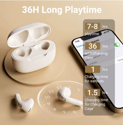 Auriculares inalámbricos mini con estuche de carga, BT 5.3, estéreo, batería de larga duración, reproducción táctil ¡y disfruta!