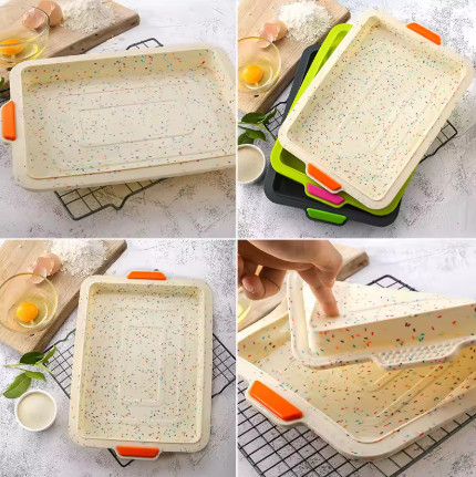 Bandeja gruesa de silicona para hornear, molde antiadherente para pan y pastel, molde cuadrado resistente al calor para hornear Brownie, hojas para horno de cocina