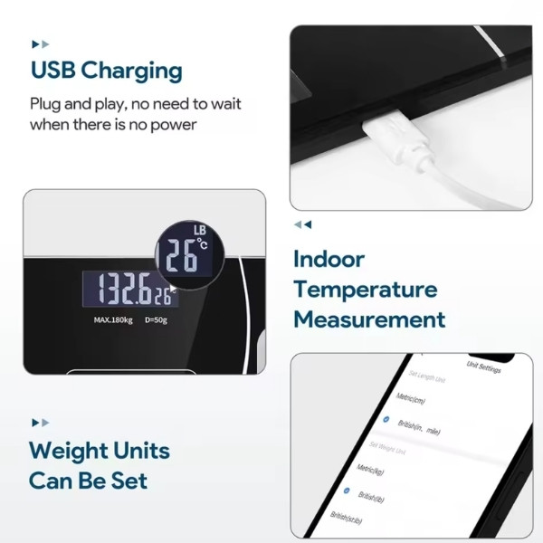 Báscula inteligente de grasa corporal con Pantalla LED - báscula de baño digital con bluetooth, medición precisa de la composición corporal, masa muscular, IMC y análisis de agua c