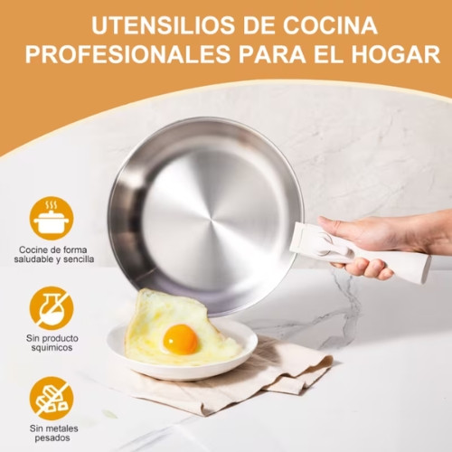 Batería De Cocina 17 pz Mango Desmontable de acero inoxidable
