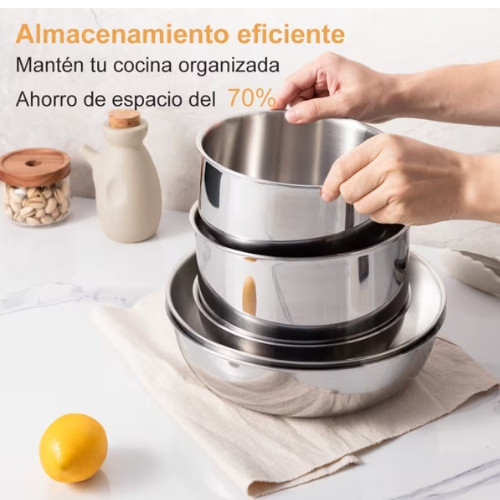 Batería De Cocina 17 pz Mango Desmontable de acero inoxidable