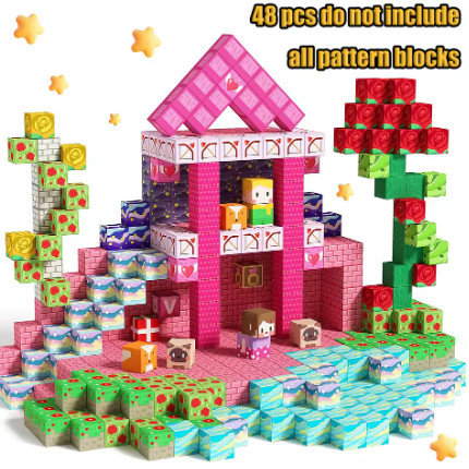 Bloques de Construcción Magnéticos Mine World, Castillo Magnético, Villa, Ladrillos de Construcción para Fiestas, Cubos STEM, Juguete para Niños y Niñas, Regalo