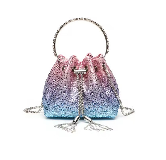 Bolso tipo cubo con diamantes brillantes de cristal, bolso de moda para mujer, bolso de noche con mango de Metal, bolso de mano para fiesta de boda, bolso cruzado