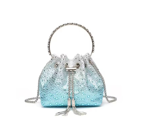 Bolso tipo cubo con diamantes brillantes de cristal, bolso de moda para mujer, bolso de noche con mango de Metal, bolso de mano para fiesta de boda, bolso cruzado