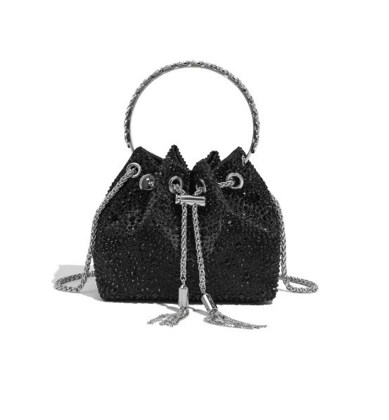 Bolso tipo cubo con diamantes brillantes de cristal, bolso de moda para mujer, bolso de noche con mango de Metal, bolso de mano para fiesta de boda, bolso cruzado