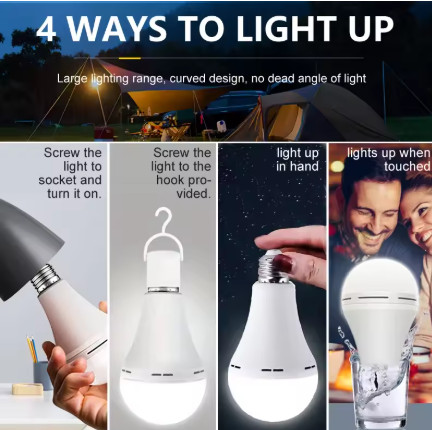 Bombilla LED recargable para exteriores, luz de emergencia impermeable, luz nocturna colgante portátil, ajustable, para acampar, pescar y jardín, 1/3 Uds.