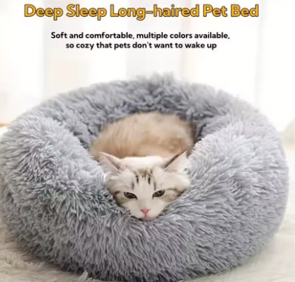 Cama suave para Gato, almohadilla de felpa cálida de piel sintética para perro, cama tranquila, cama redonda de Donut, cómoda para dormir, lavable para perros y gatos pequeños y me