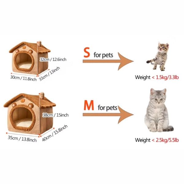 Casa plegable para mascotas, casa lavable extraíble para gatos,