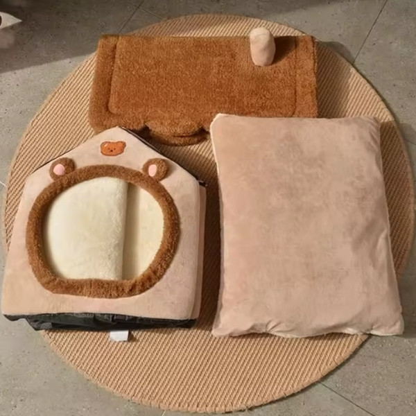 Casa plegable para mascotas, casa lavable extraíble para gatos,
