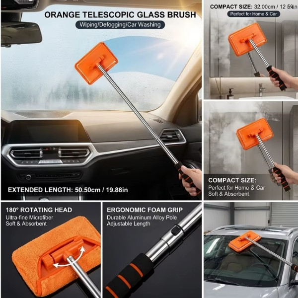 Cepillo Desempañador para Parabrisas Delantero de Coche, Telescópico, con Mango Largo, Cepillo de Limpieza para Vidrios de Coche y Hogar,
