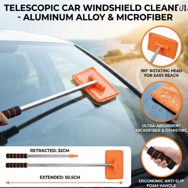 Cepillo Desempañador para Parabrisas Delantero de Coche, Telescópico, con Mango Largo, Cepillo de Limpieza para Vidrios de Coche y Hogar,