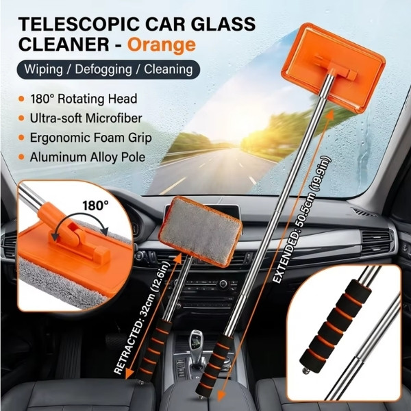 Cepillo Desempañador para Parabrisas Delantero de Coche, Telescópico, con Mango Largo, Cepillo de Limpieza para Vidrios de Coche y Hogar,