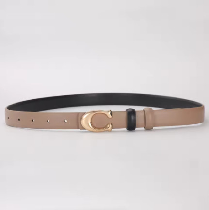 Cinturón de moda de alta calidad para mujer, hebilla en forma de C, hebilla suave, temperamento, regalo de doble cara para madre usando cinturón