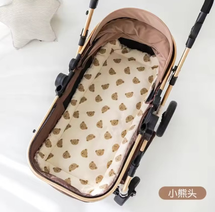 Cojín para asiento de cochecito de bebé con oso de dibujos animados, cojín suave de algodón para asiento de coche para recién nacido, colchón para cochecito infantil, accesorios